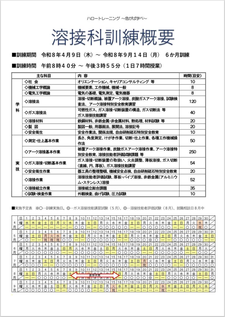 溶接科募集要項兼チラシ②